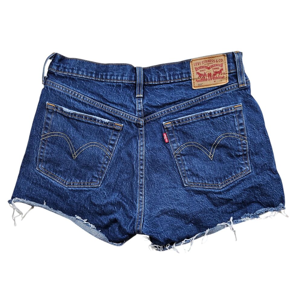 Levis 501 Original Jean Shorts Womens 29 High Rise Distressed Button Fly Denim - Picture 8 of 10